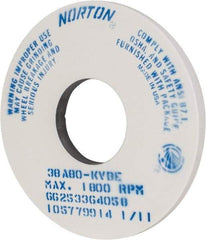 Norton - 14" Diam x 5" Hole x 1" Thick, K Hardness, 80 Grit Surface Grinding Wheel - Aluminum Oxide, Type 1, Medium Grade, 1,800 Max RPM, Vitrified Bond, No Recess - Exact Tool & Supply