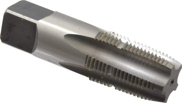 Heli-Coil - 1/2-14 NPT Thread 5 Flutes, Plug Chamfer, Bright Finish, High Speed Steel, Pipe STI Tap - 3-1/4" Overall Length, 0.9063" Shank Diam, 0.679" Square Size, 1-3/8" Thread Length - Exact Tool & Supply