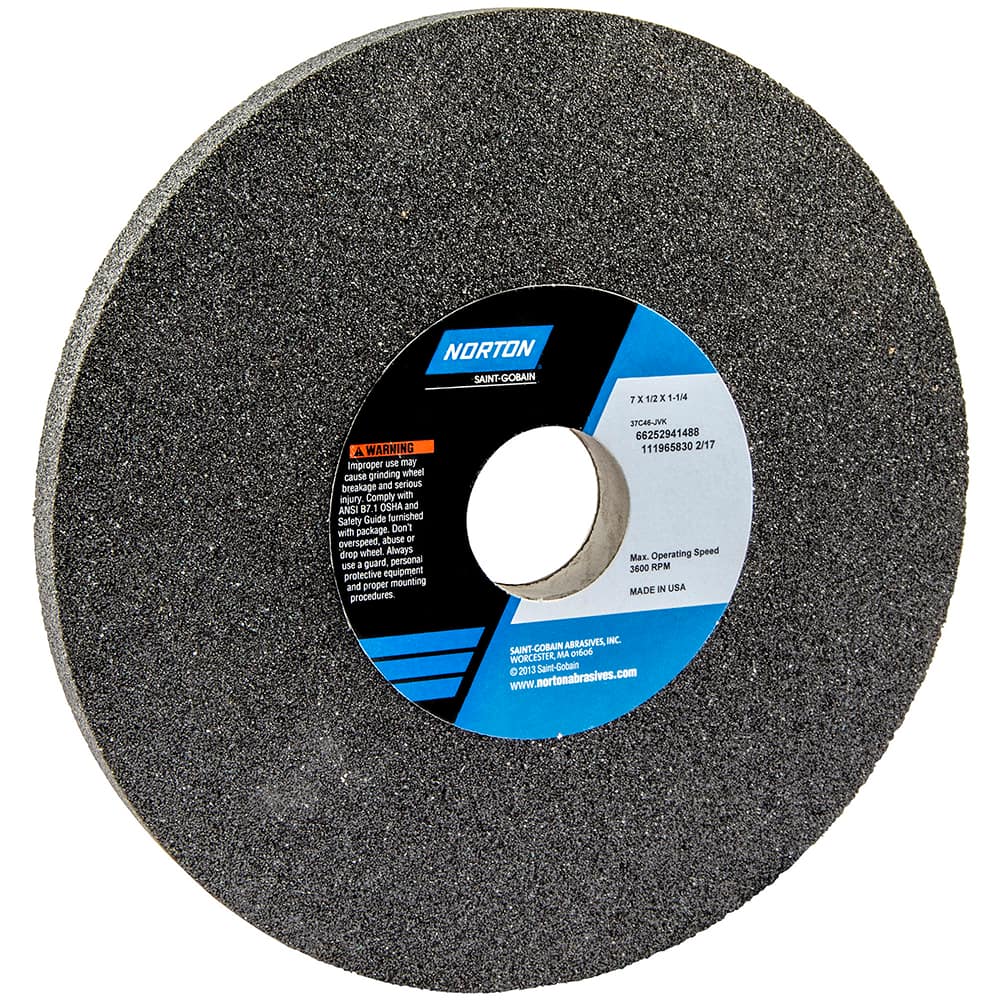 Norton - 7" Diam x 1-1/4" Hole x 1/2" Thick, J Hardness, 46 Grit Surface Grinding Wheel - Exact Tool & Supply