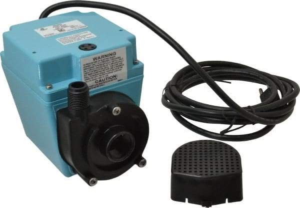 Little Giant Pumps - 670 GPH, 1/15 HP, 8.8 psi, Aluminum Miniature Submersible Pump - 3/4 Inch Inlet, 1/2 Inch MNPT Outlet, 10 Ft. Long Power Cord, 2.5 Amp - Exact Tool & Supply
