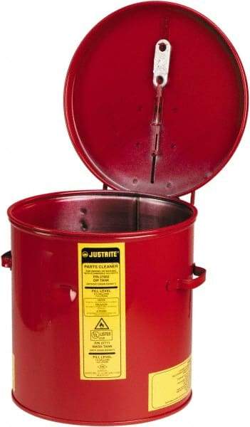Justrite - 2 Gallon Capacity, 24-Gauge Coated Steel Body, Red Dip Tank - 10 Inch High x 9-3/8 Inch Diameter - Exact Tool & Supply