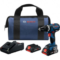 Bosch - 18 Volt 1/2" Keyless Chuck Cordless Hammer Drill - 0 to 28,500 BPM, 0 to 600 & 0 to 1,900 RPM, Reversible - Exact Tool & Supply