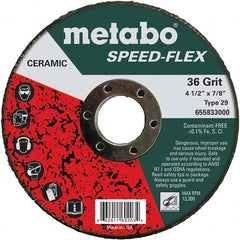 Metabo - 4-1/2" Diam, 7/8" Hole, 36 Grit Ceramic Alumina Fiber Disc - Exact Tool & Supply