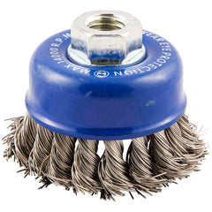 Norton - 2-3/4" Diam 5/8-11 Threaded Arbor Stainless Steel Fill Cup Brush - Exact Tool & Supply