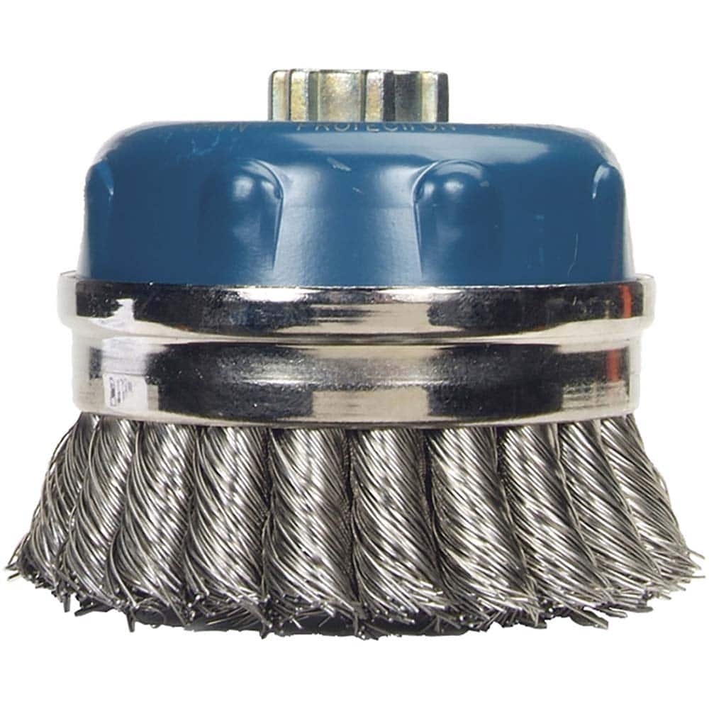 Norton - 4" Diam 5/8-11 Threaded Arbor Stainless Steel Fill Cup Brush - Exact Tool & Supply