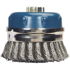 Norton - 4" Diam 5/8-11 Threaded Arbor Stainless Steel Fill Cup Brush - Exact Tool & Supply