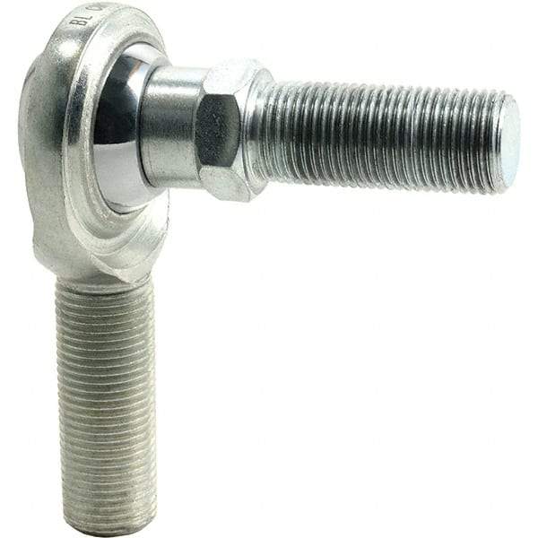 Tritan - 7/16" ID, 6,402 Lb Max Static Cap, Male Spherical Rod End - 7/16-20 RH, 9/16" Shank Diam, 1-3/8" Shank Length, Zinc Plated Carbon Steel with Low Carbon Steel Raceway - Exact Tool & Supply