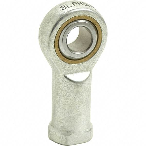 Tritan - 7/16" ID, 2-11/16" Max OD, 4,300 Lb Max Static Cap, Female Spherical Rod End - 7/16-20 RH, 9/16" Shank Diam, 15/16" Shank Length, Zinc Plated Carbon Steel with Sintered Oil Impregnated Bronze Raceway - Exact Tool & Supply