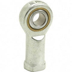 Tritan - 7/16" ID, 2-11/16" Max OD, 4,300 Lb Max Static Cap, Female Spherical Rod End - 7/16-20 RH, 9/16" Shank Diam, 15/16" Shank Length, Zinc Plated Carbon Steel with Sintered Oil Impregnated Bronze Raceway - Exact Tool & Supply