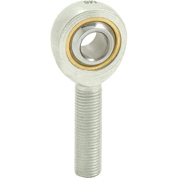 Tritan - 7/16" ID, 2-11/16" Max OD, 4,244 Lb Max Static Cap, Male Spherical Rod End - 7/16-20 LH, 9/16" Shank Diam, 1-3/8" Shank Length, Zinc Plated Carbon Steel with Sintered Oil Impregnated Bronze Raceway - Exact Tool & Supply