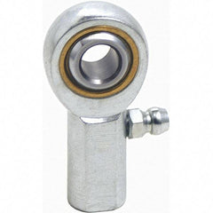 Tritan - 5/16" ID, 2-5/16" Max OD, 3,200 Lb Max Static Cap, Female Spherical Rod End - 5/16-24 UNF RH, 7/16" Shank Diam, 11/16" Shank Length, Zinc Plated Carbon Steel with Sintered Oil Impregnated Bronze Raceway - Exact Tool & Supply