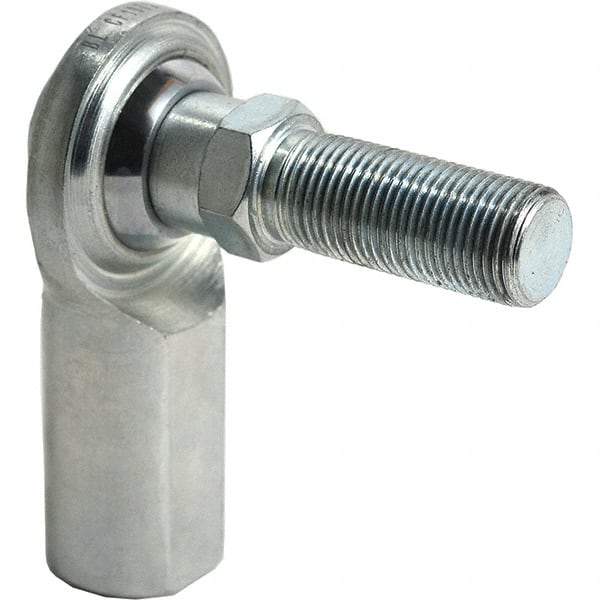 Tritan - 7/16" ID, 6,420 Lb Max Static Cap, Female Spherical Rod End - 7/16-20 UNF RH, 9/16" Shank Diam, 15/16" Shank Length, Zinc Plated Carbon Steel with PTFE Lined Chrome Steel Raceway - Exact Tool & Supply