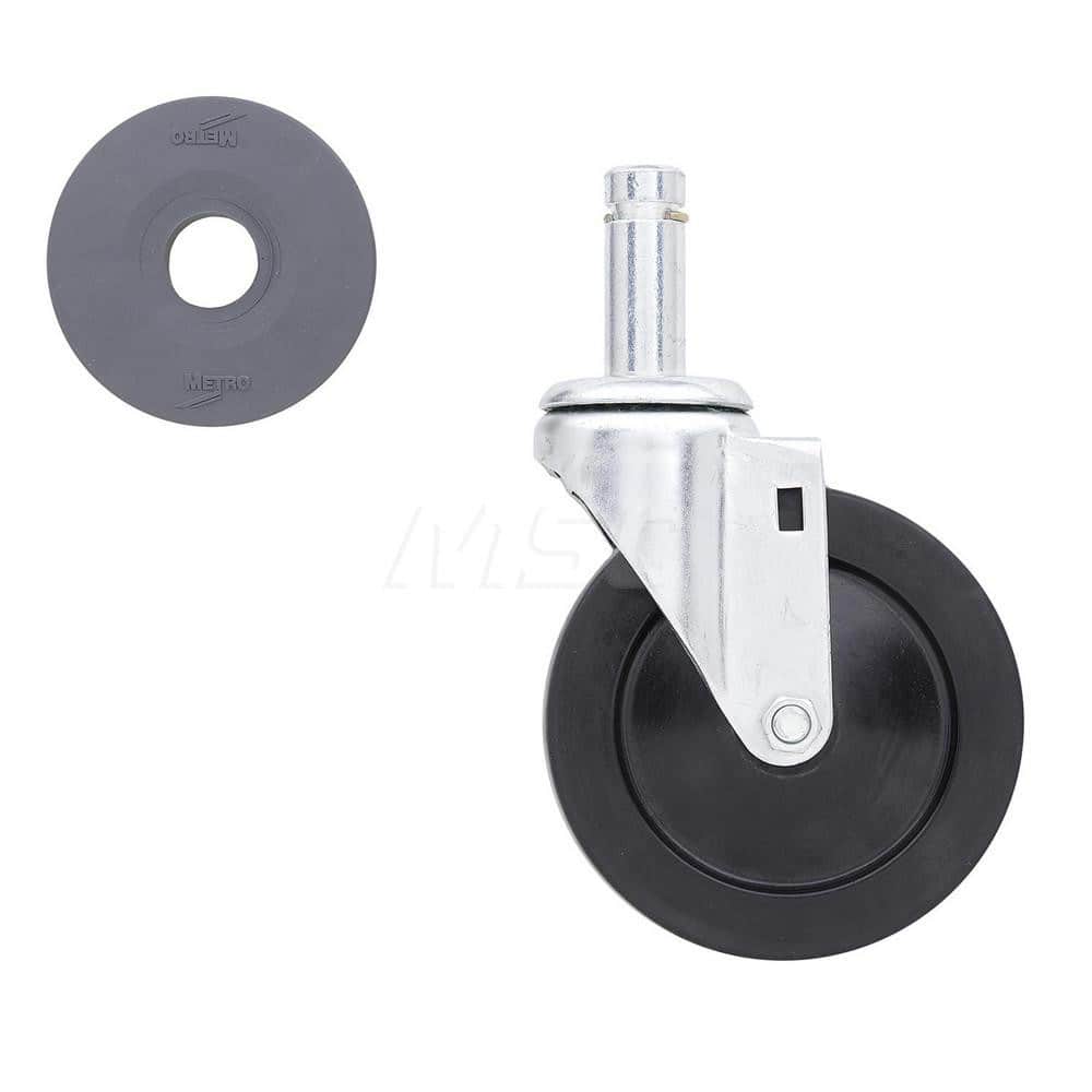 Metro - Cart Accessories; Media Type: Caster ; For Use With: Super Erecta Industrial Wire Shelving Racks ; Color: Silver/Black ; Width: 2.3750 ; Length (Decimal Inch): 5.0000 ; Height (Decimal Inch): 8.281250 - Exact Tool & Supply
