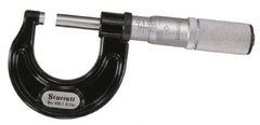Starrett - 75 to 100mm Range, 0.01mm Graduation, Mechanical Outside Micrometer - Ratchet Stop Thimble, Accurate to 0.004mm - Exact Tool & Supply