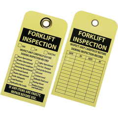 Ability One - Safety & Facility Tags; Message Type: Inspection Tag ; Header: Forklift Inspection ; Front Legend: Inspect Unit Carefully Before Signing Inspection Record ; Back Legend: Inspect Unit Carefully Before Signing Inspection Record ; Material Typ - Exact Tool & Supply