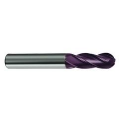 1/2" Dia. - 3 OAL 4 FL 30 Helix Firex Carbide Ball Nose End Mill - Exact Tool & Supply