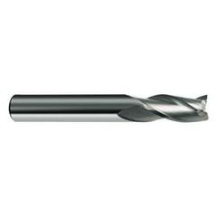 1/2 Dia. x 3 Overall Length 3-Flute Square End Solid Carbide SE End Mill-Round Shank-Center Cut-Uncoated - Exact Tool & Supply