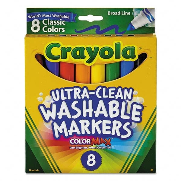 Crayola - Markers & Paintsticks Type: Washable Marker Color: Black; Blue; Brown; Green; Orange; Red; Violet; Yellow - Exact Tool & Supply