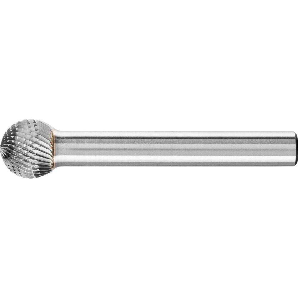 PFERD - SD-3, 3/8" Cut Diam, 1/4" Shank Diam, Carbide Diamond Pattern Ball Burr - Exact Tool & Supply
