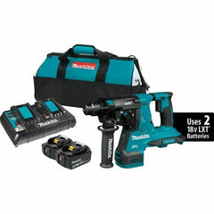 Makita - 36 Volt 1-1/8" SDS Plus Chuck Cordless Rotary Hammer - 5000 BPM, 0 to 980 RPM, Reversible - Exact Tool & Supply