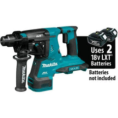 Makita - 36 Volt 1-1/8" SDS Plus Chuck Cordless Rotary Hammer - 5000 BPM, 0 to 980 RPM, Reversible - Exact Tool & Supply