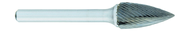 SG-7 -- 3/4 x 1 LOC x 1/4 Shank x 2 OAL Pointed Tree Carbide Medium Right Hand Spiral Burr - Exact Tool & Supply