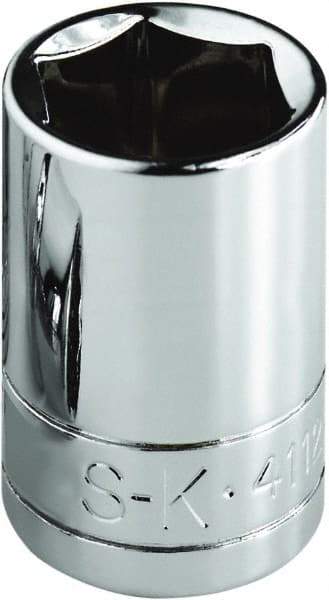 SK - 15/16", 1/2" Drive, Standard Hand Socket - 6 Points, Steel, Chrome Finish - Exact Tool & Supply