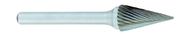 SM-6 -- 5/8 x 1 LOC x 1/4 Shank x 2 OAL Pointed Tree Carbide Medium Right Hand Spiral Burr - Exact Tool & Supply