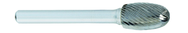 SE-7 -- 25mm x 25mm LOC x 6mm Shank x 50mm OAL Egg Shape Carbide Medium Right Hand Spiral Burr - Exact Tool & Supply