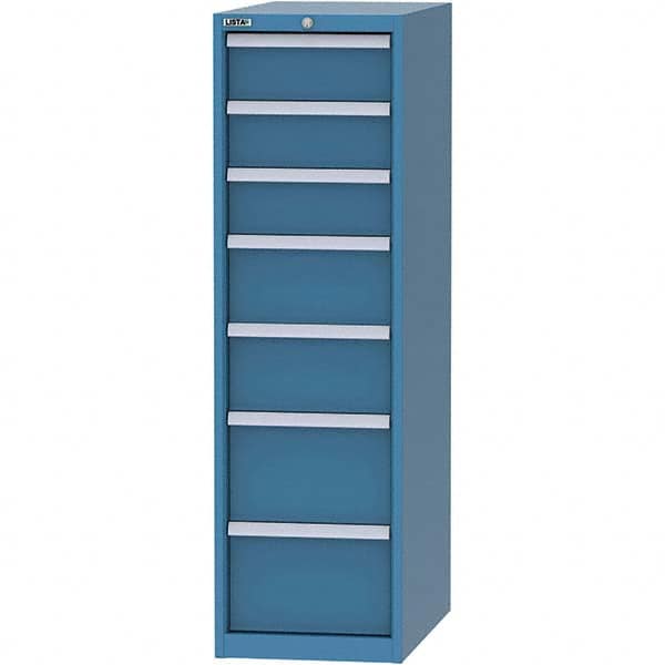 LISTA - 7 Drawer, 45 Compartment Bright Blue Steel Modular Storage Cabinet - Exact Tool & Supply