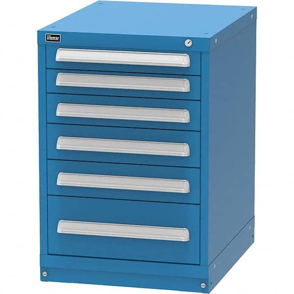 Vidmar - 6 Drawer, 45 Compartment Bright Blue Steel Modular Storage Cabinet - Exact Tool & Supply