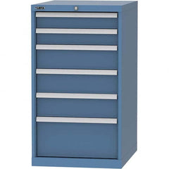 LISTA - 6 Drawer, 99 Compartment Bright Blue Steel Modular Storage Cabinet - Exact Tool & Supply