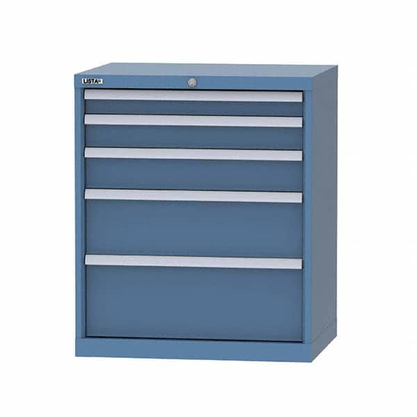 LISTA - 5 Drawer, 124 Compartment Bright Blue Steel Modular Storage Cabinet - Exact Tool & Supply