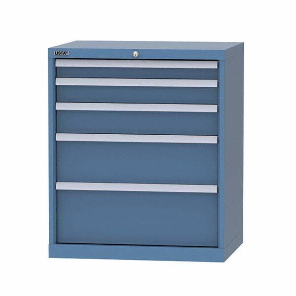 LISTA - 5 Drawer, 124 Compartment Bright Blue Steel Modular Storage Cabinet - Exact Tool & Supply
