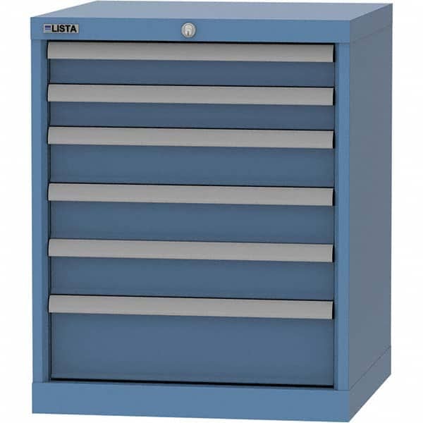 LISTA - 6 Drawer, 84 Compartment Bright Blue Steel Modular Storage Cabinet - Exact Tool & Supply