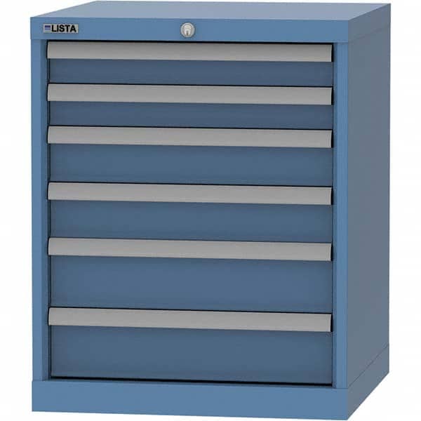 LISTA - 6 Drawer, 84 Compartment Bright Blue Steel Modular Storage Cabinet - Exact Tool & Supply