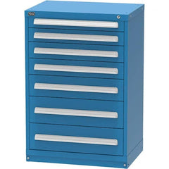 Vidmar - 7 Drawer, 45 Compartment Bright Blue Steel Modular Storage Cabinet - Exact Tool & Supply