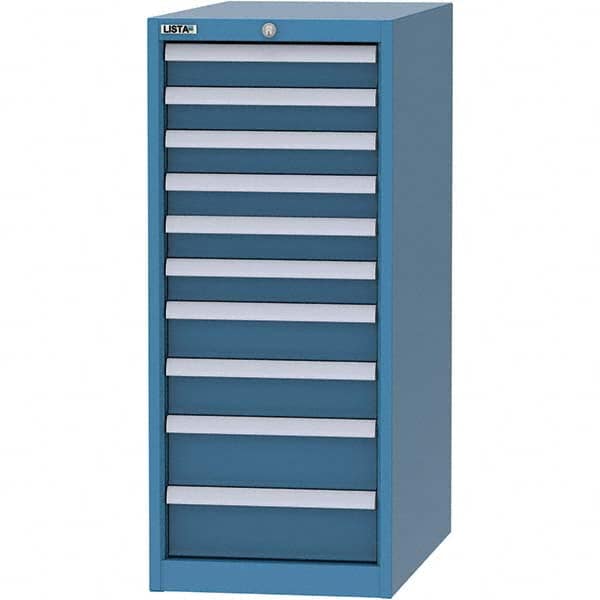 LISTA - 10 Drawer, 45 Compartment Bright Blue Steel Modular Storage Cabinet - Exact Tool & Supply