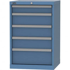 LISTA - 5 Drawer, 84 Compartment Bright Blue Steel Modular Storage Cabinet - Exact Tool & Supply