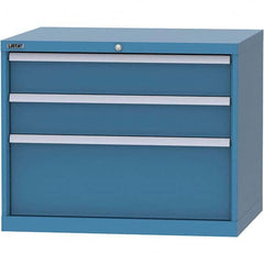 LISTA - 3 Drawer, 84 Compartment Bright Blue Steel Modular Storage Cabinet - Exact Tool & Supply