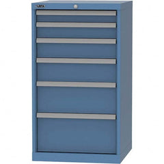LISTA - 6 Drawer, 84 Compartment Bright Blue Steel Modular Storage Cabinet - Exact Tool & Supply