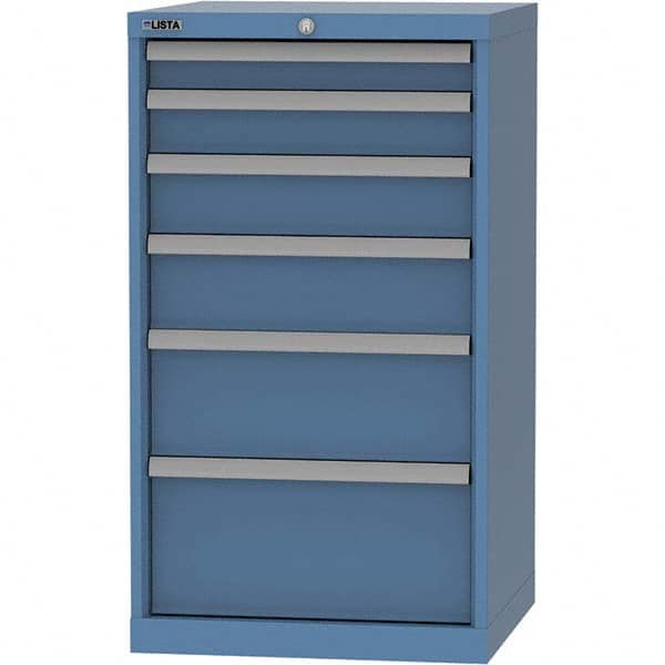 LISTA - 6 Drawer, 84 Compartment Bright Blue Steel Modular Storage Cabinet - Exact Tool & Supply