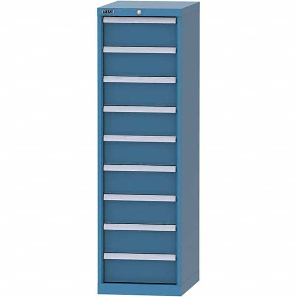 LISTA - 9 Drawer, 45 Compartment Bright Blue Steel Modular Storage Cabinet - Exact Tool & Supply