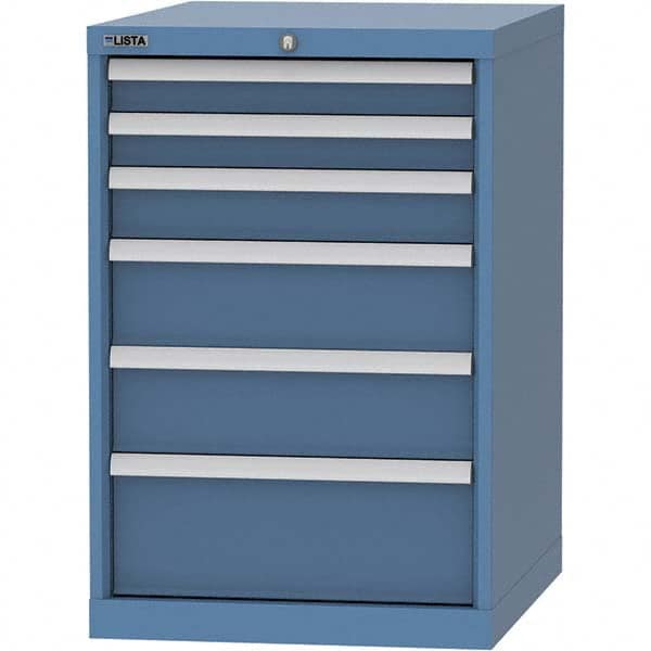 LISTA - 6 Drawer, 99 Compartment Bright Blue Steel Modular Storage Cabinet - Exact Tool & Supply