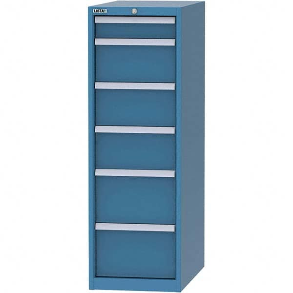 LISTA - 6 Drawer, 45 Compartment Bright Blue Steel Modular Storage Cabinet - Exact Tool & Supply