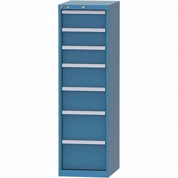 LISTA - 7 Drawer, 216 Compartment Bright Blue Steel Modular Storage Cabinet - Exact Tool & Supply