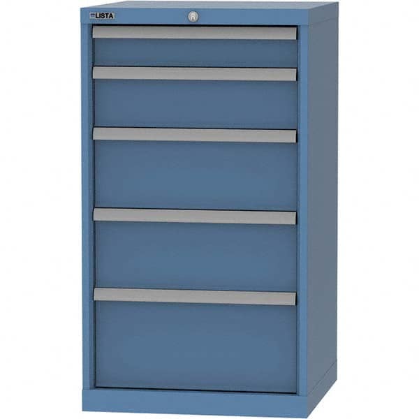 LISTA - 5 Drawer, 84 Compartment Bright Blue Steel Modular Storage Cabinet - Exact Tool & Supply