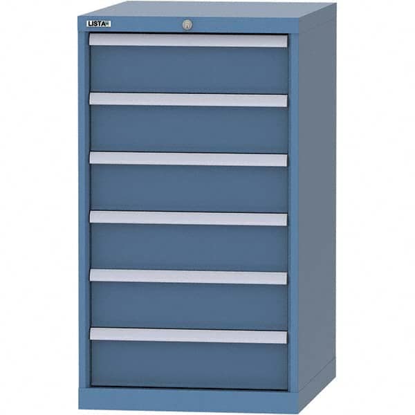 LISTA - 6 Drawer, 99 Compartment Bright Blue Steel Modular Storage Cabinet - Exact Tool & Supply