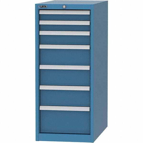 LISTA - 7 Drawer, 45 Compartment Bright Blue Steel Modular Storage Cabinet - Exact Tool & Supply