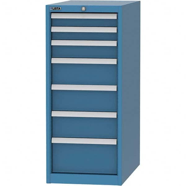 LISTA - 7 Drawer, 45 Compartment Bright Blue Steel Modular Storage Cabinet - Exact Tool & Supply